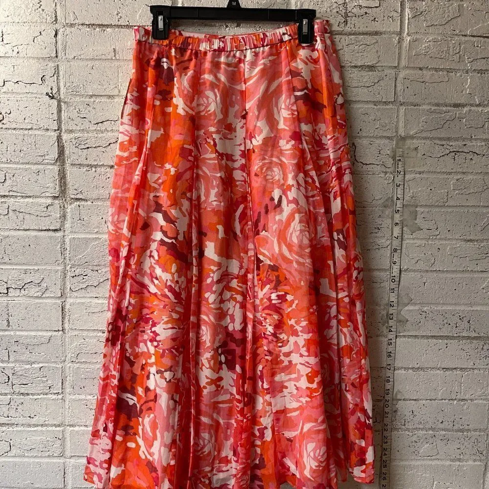 Coldwater Creek Floral Orange Skirt Small NWT